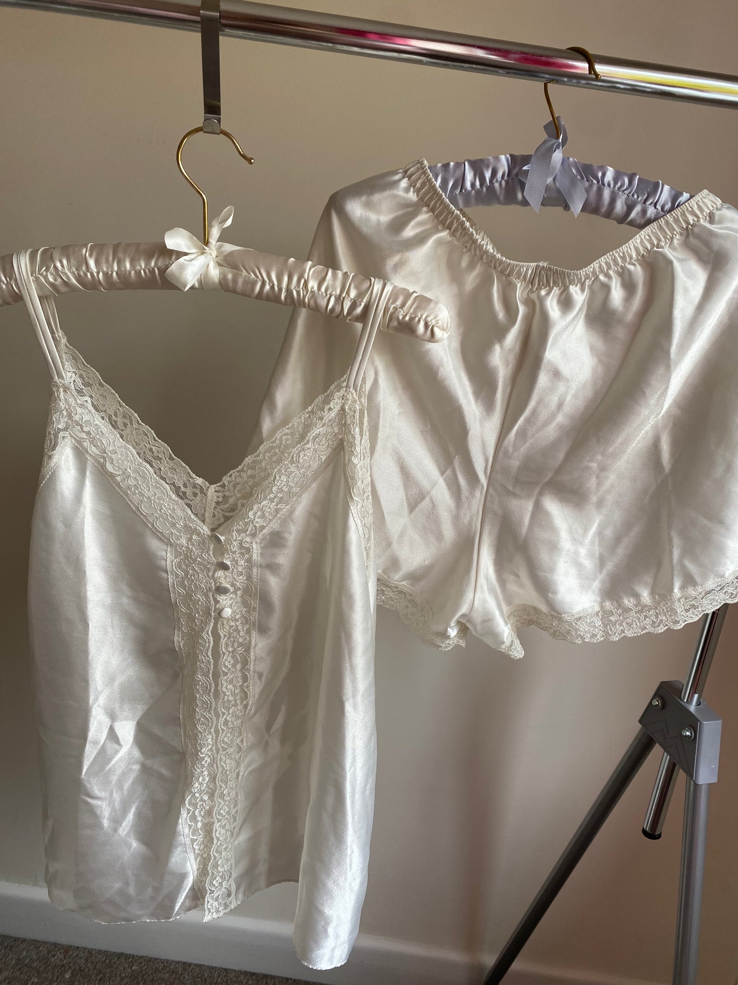 Bridal satin and lace pyjama set