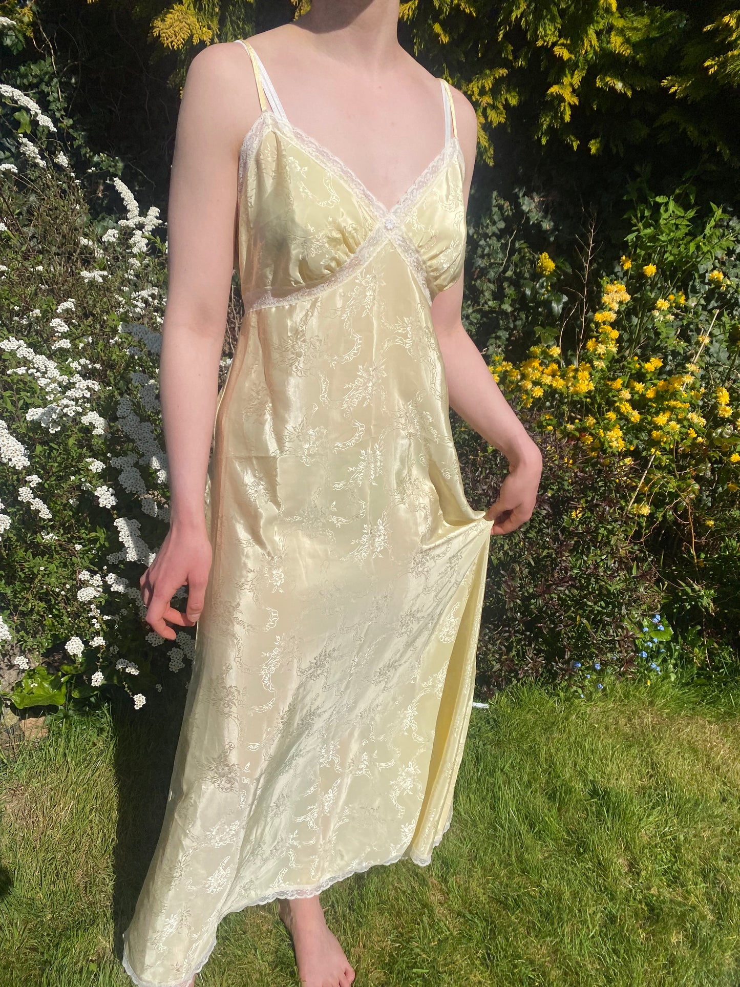 Butter yellow vintage slip dress