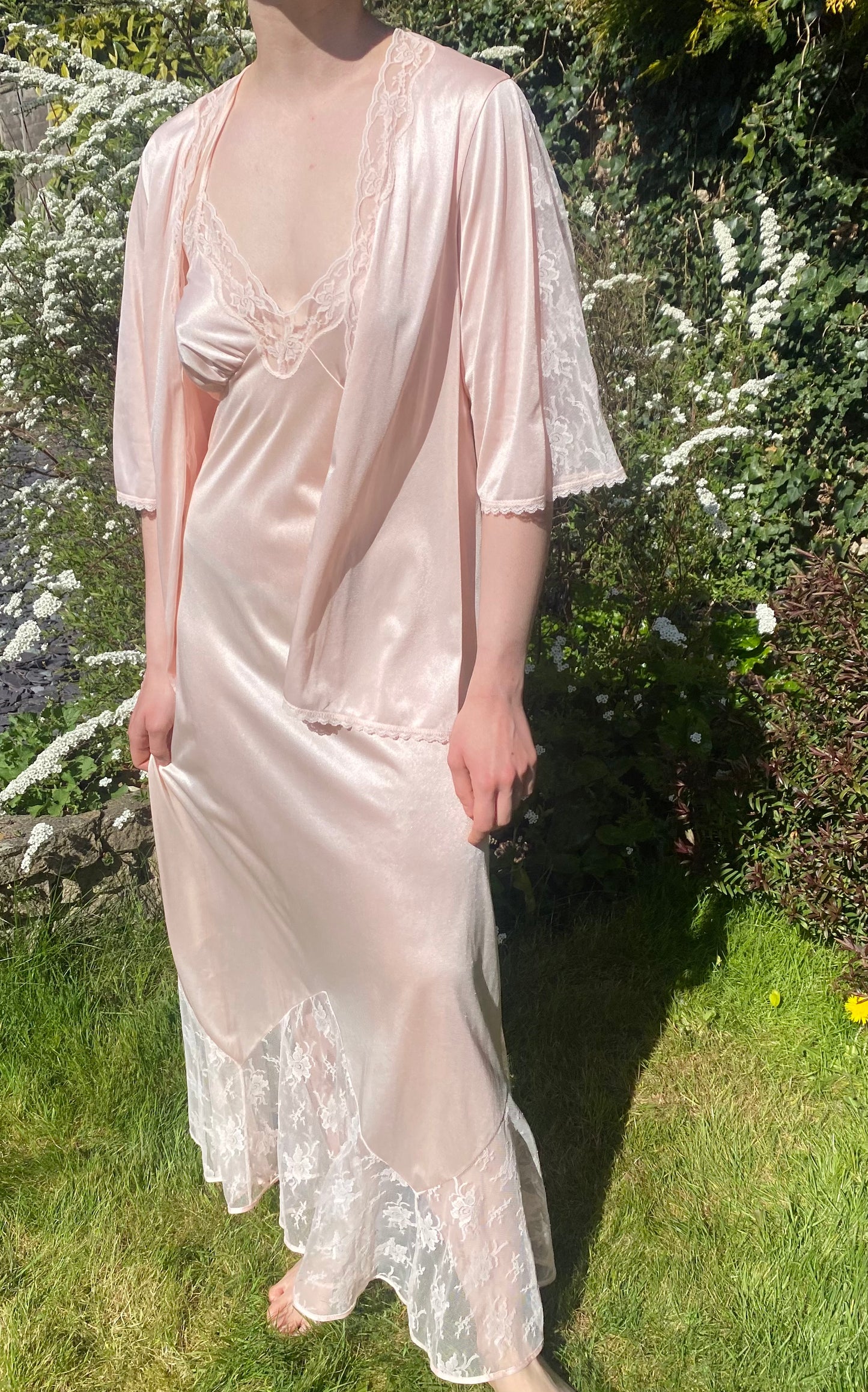 Vintage pink lace nightie set