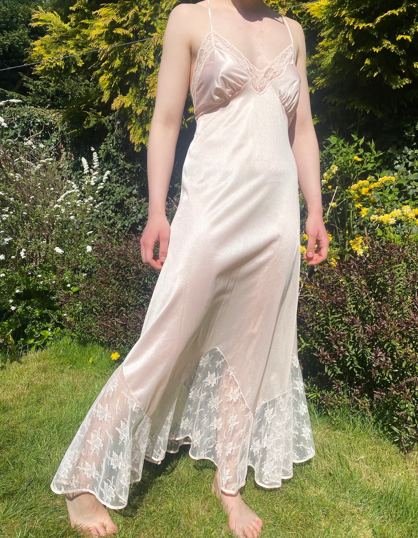 Vintage pink lace nightie set