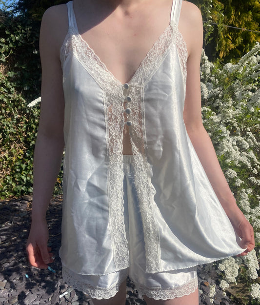 Bridal satin and lace pyjama set