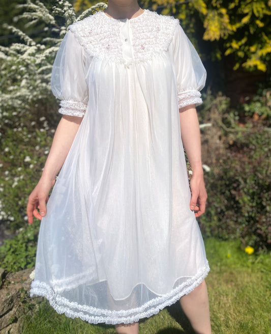 Vintage white nylon nightdress