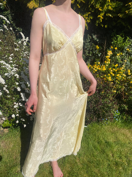 Butter yellow vintage slip dress