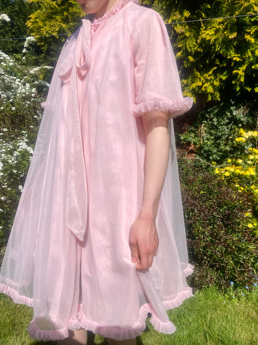 Vintage pink 1960's nylon neglige